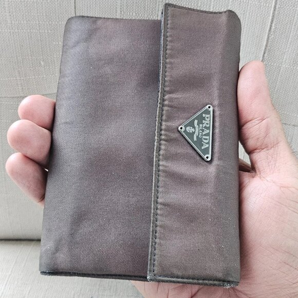 Prada Cardholder Wallet Trifold Leather/satin Billfold Purse Made in Italy - Picture 1 of 12
